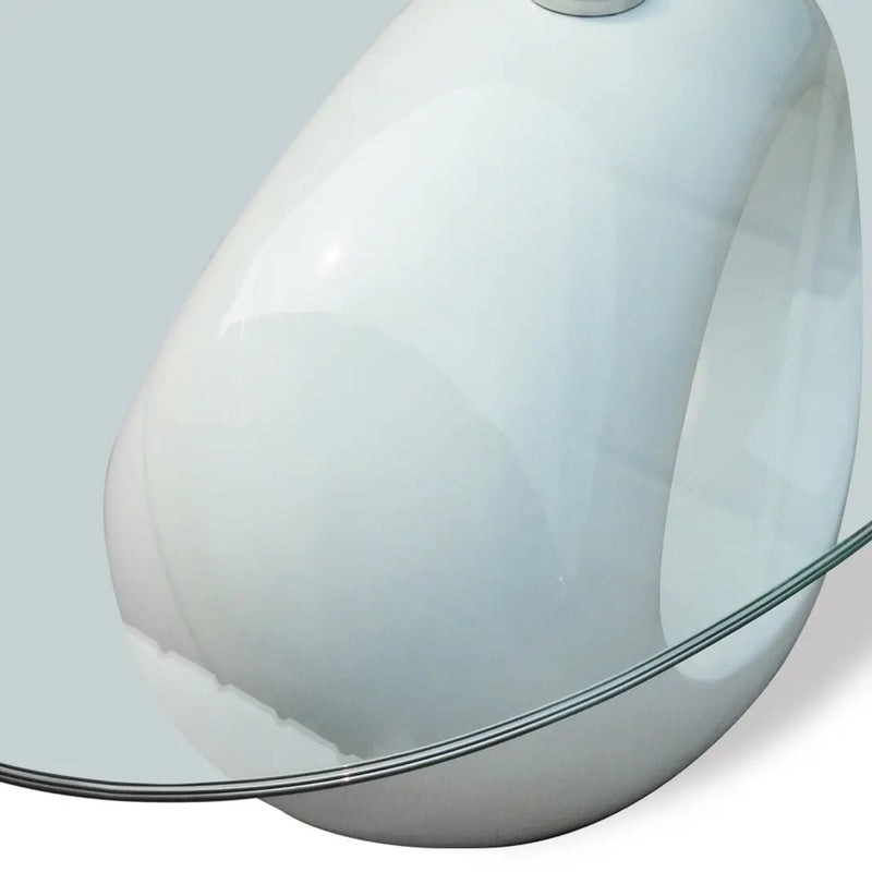 Coffee Table with Oval Glass Top High Gloss White