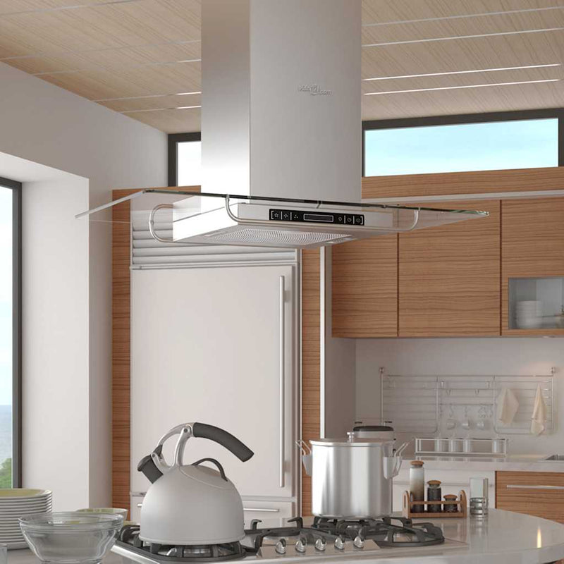 vidaXL Island Mount Range Hood with LCD Display