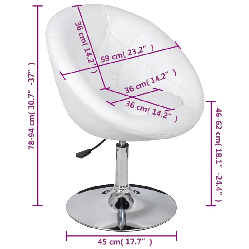 vidaXL Bar Stool White Faux Leather