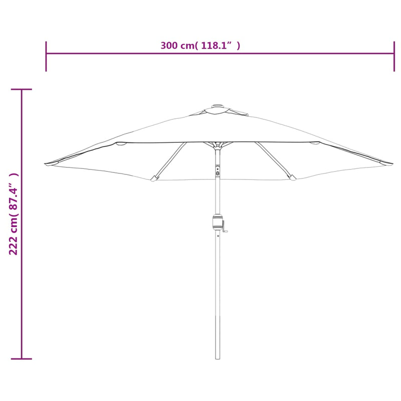vidaXL Garden Parasol Sand White 3m Steel Pole