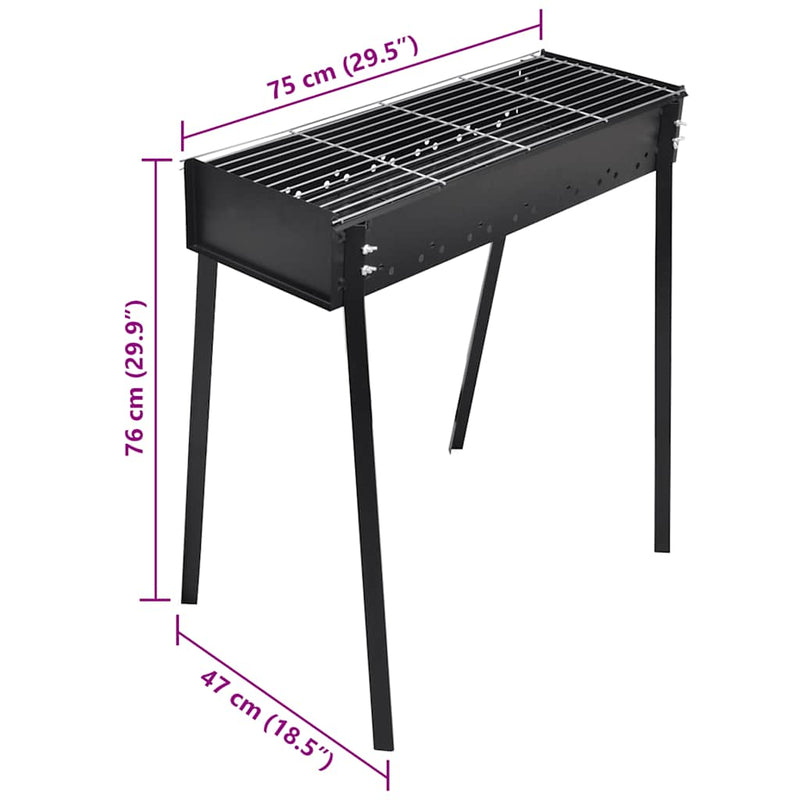 vidaXL BBQ Stand Charcoal Barbecue Square 75 x 28 cm