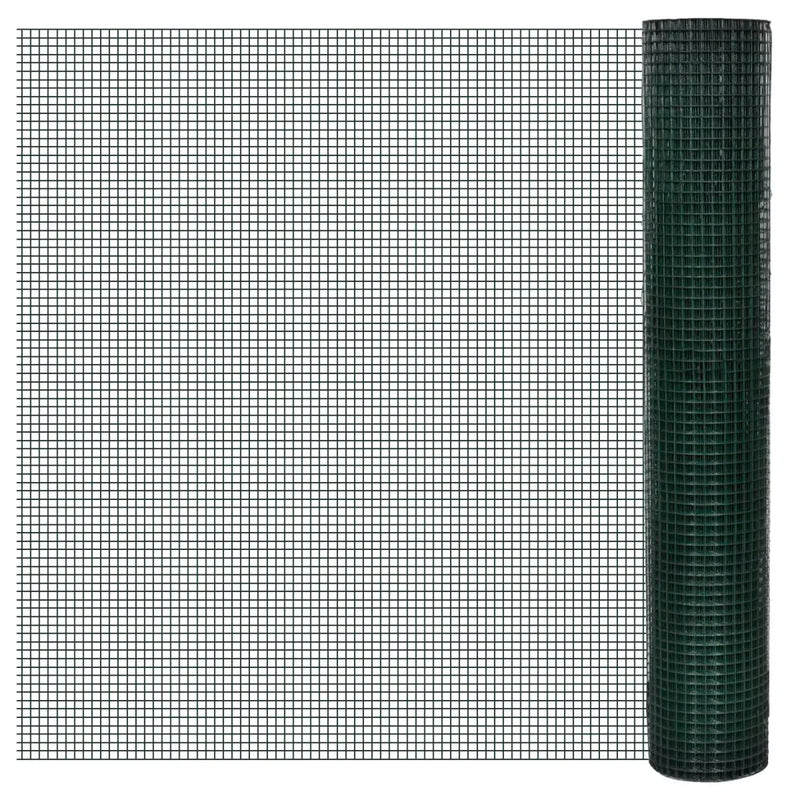 Chicken Wire Fence Galvanised with PVC Coating 25x1 m Green