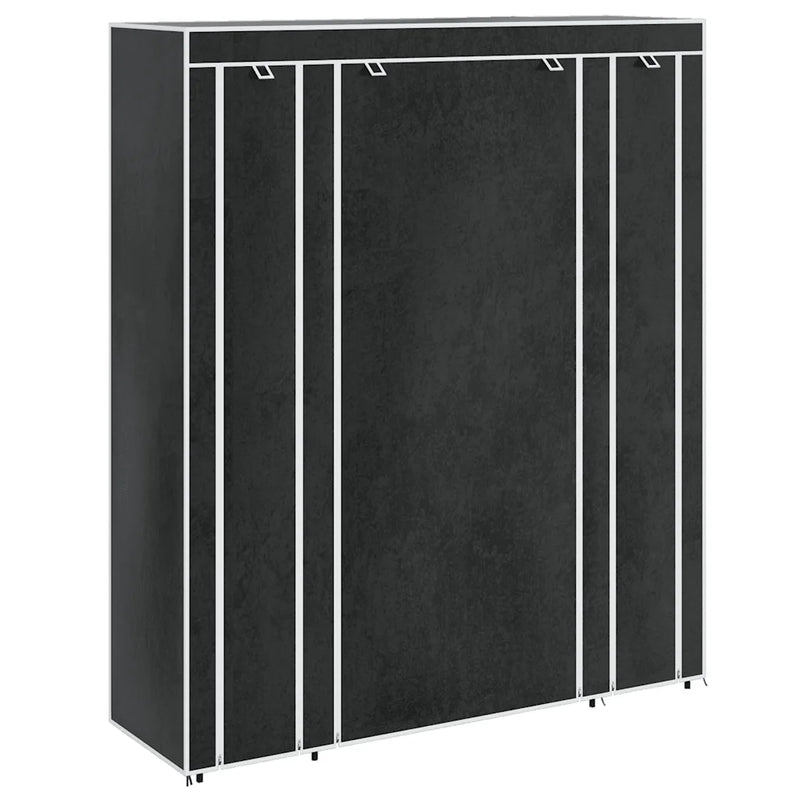 Fabric Wardrobe with Compartments and Rods 45x150x176 cm Black