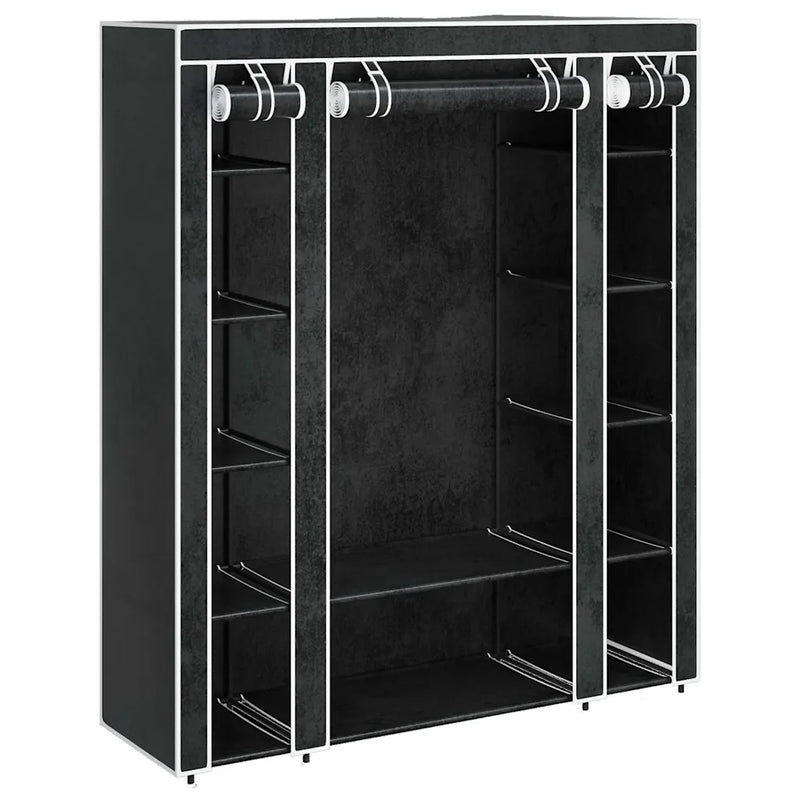 Fabric Wardrobe with Compartments and Rods 45x150x176 cm Black