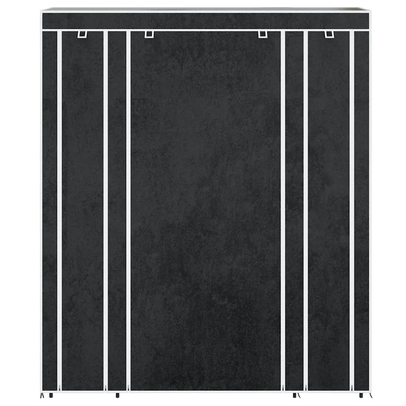 Fabric Wardrobe with Compartments and Rods 45x150x176 cm Black