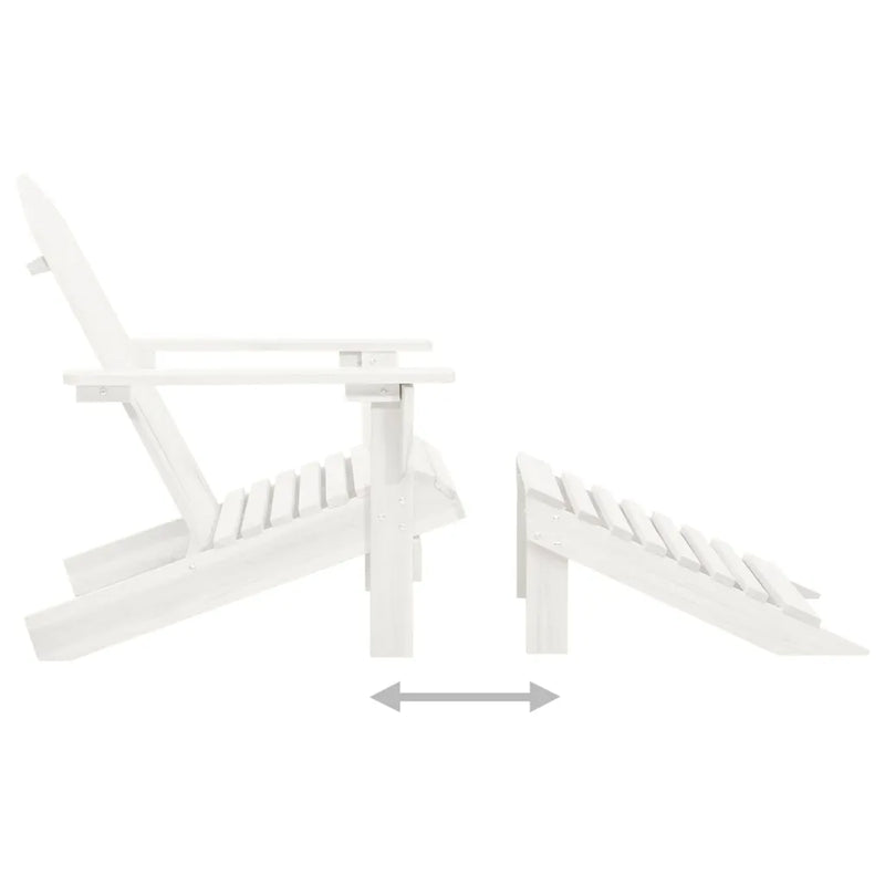 Garden Chair with Ottoman Wood White