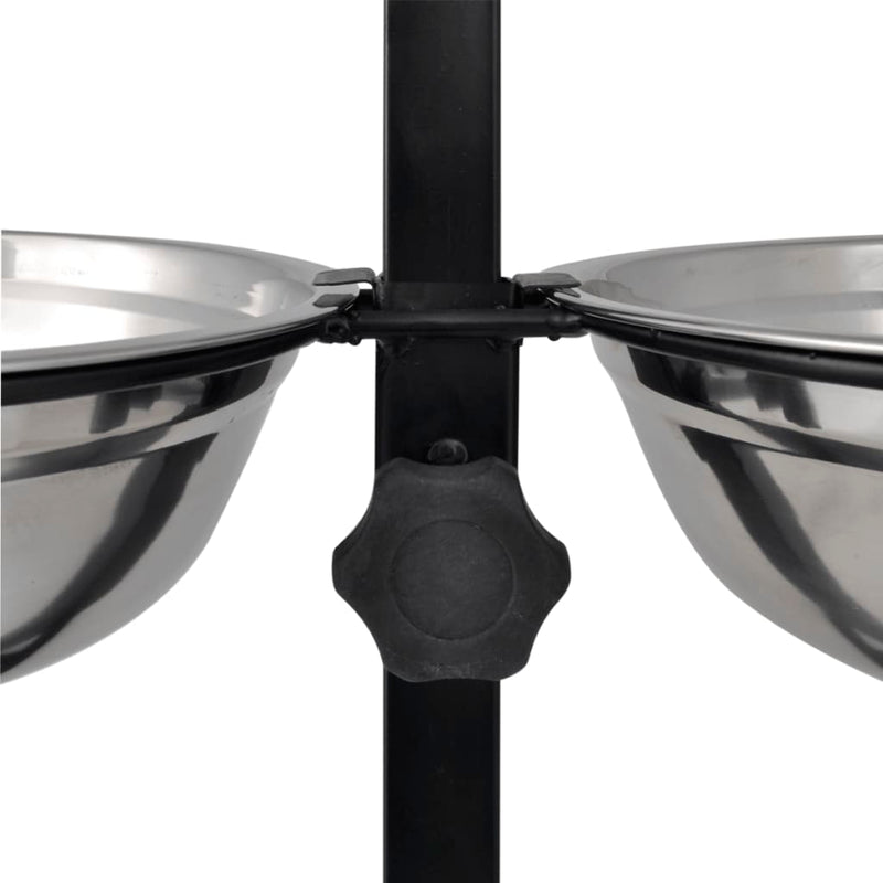 vidaXL Adjustable Double Diner Pet Dog Feeding Stand & 2 x 4.1L Stainless Steel Bowls