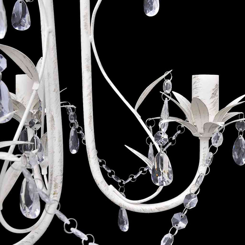 vidaXL Crystal Pendant Ceiling Lamp Chandelier Elegant White