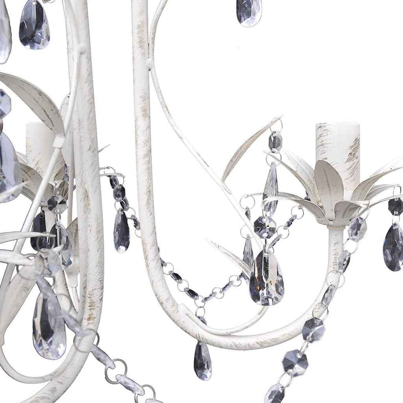 vidaXL Crystal Pendant Ceiling Lamp Chandelier Elegant White