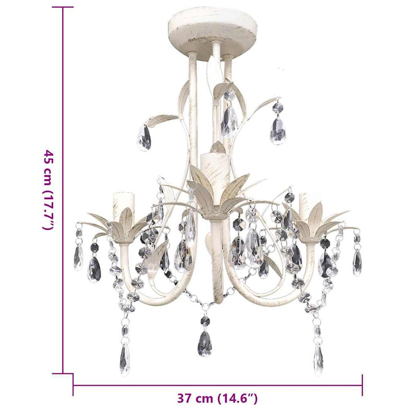 vidaXL Crystal Pendant Ceiling Lamp Chandelier Elegant White