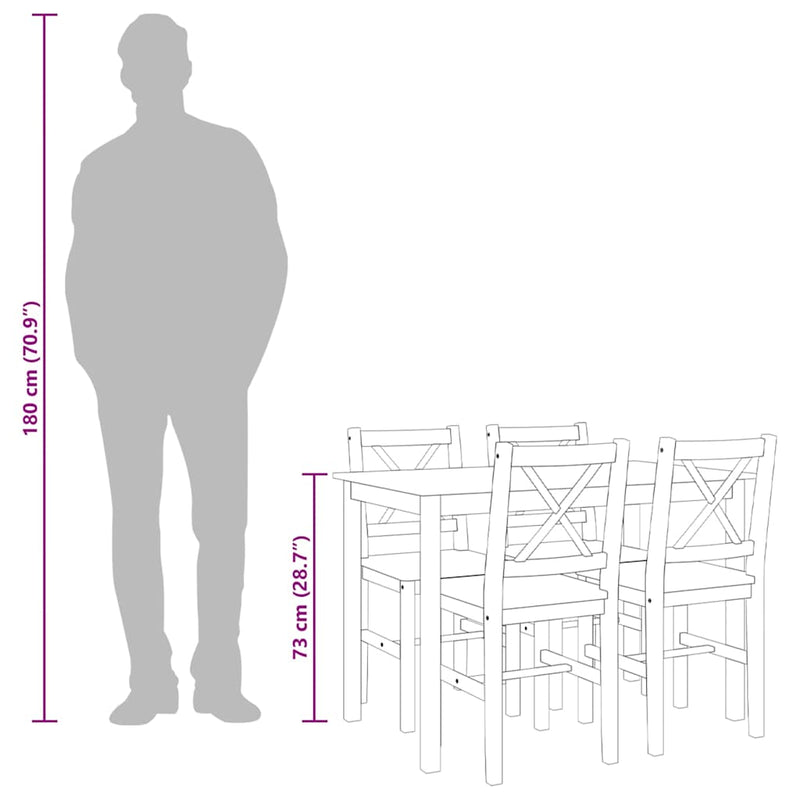 vidaXL 5 Piece Dining Set Brown and White