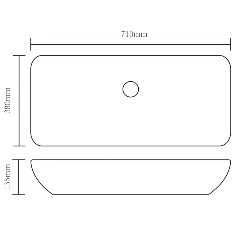 vidaXL Luxury Ceramic Basin Rectangular Sink White 71 x 39 cm