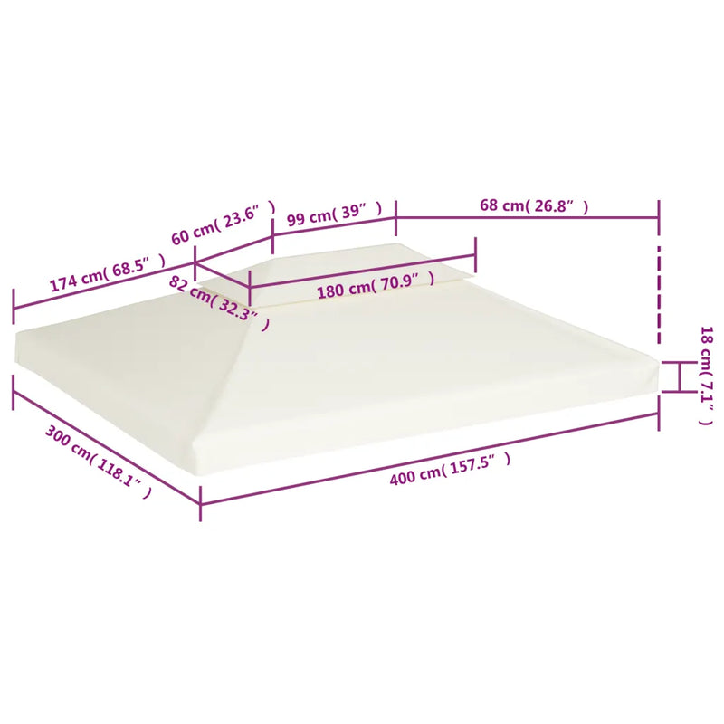 Water-proof Gazebo Cover Canopy 310 g / m��  Cream White 3 x 4 m