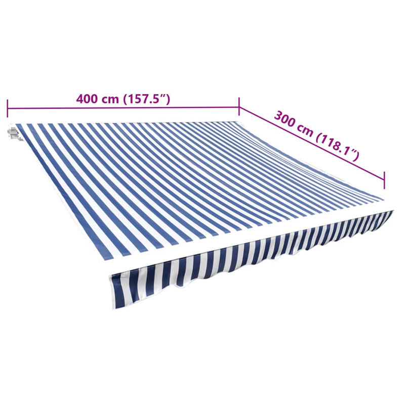 Awning Top Sunshade Canvas Blue & White 4 x 3 m (Frame Not Included)