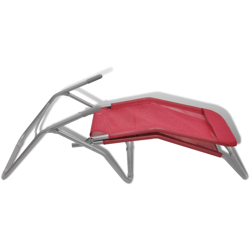 vidaXL Sun Loungers 2 pcs Steel Frame and Textilene Red