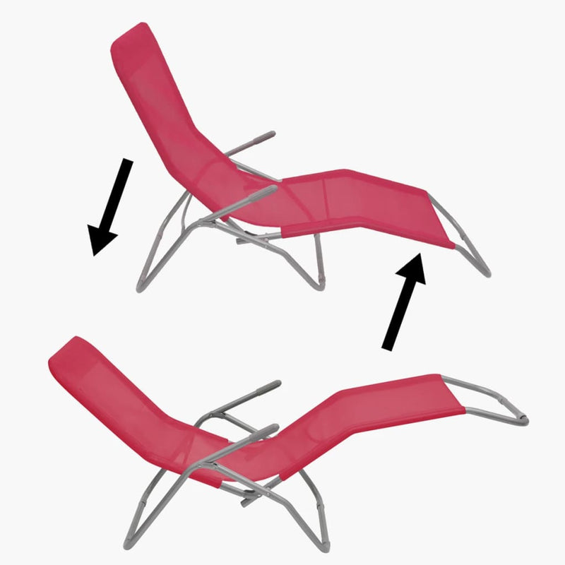 vidaXL Sun Loungers 2 pcs Steel Frame and Textilene Red