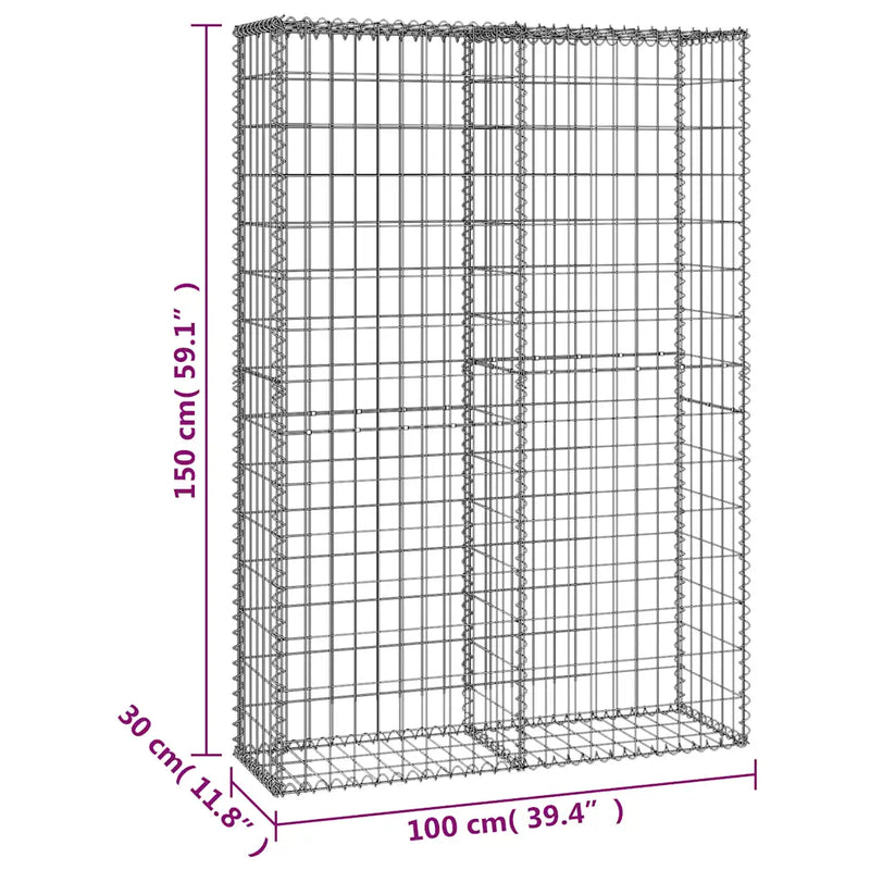 Gabion Basket with Lids Galvanised Wire 150x100x30 cm