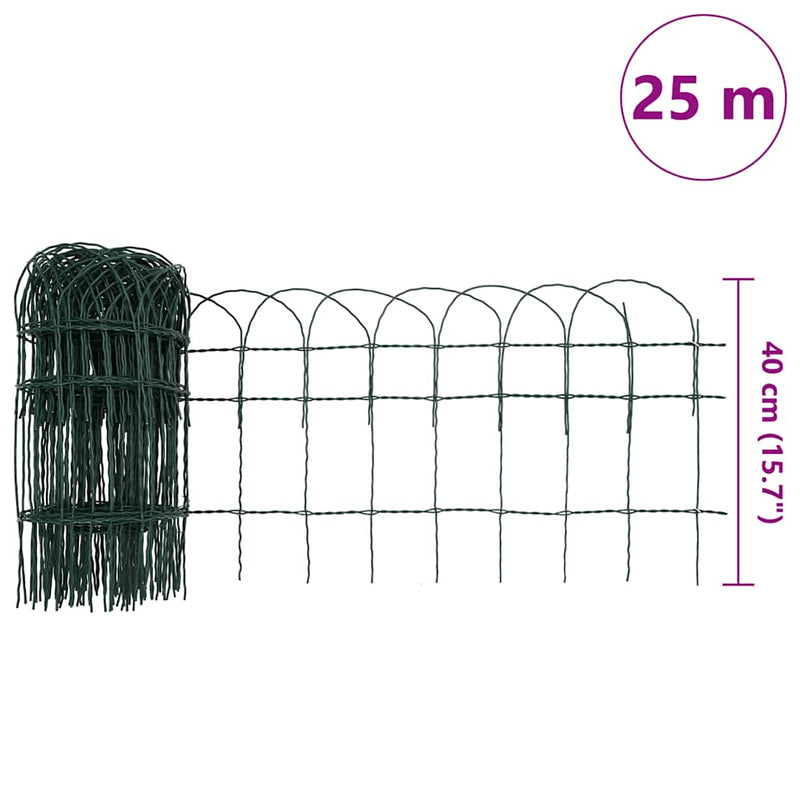 vidaXL Garden Border Fence Powder-coated Iron 25x0.4 m