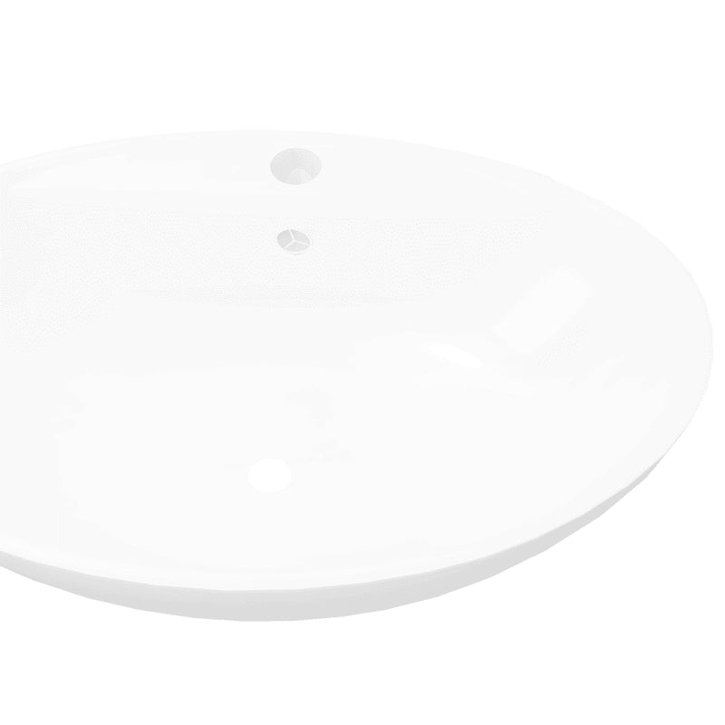 Luxury Ceramic Basin Oval with Overflow and Faucet Hole