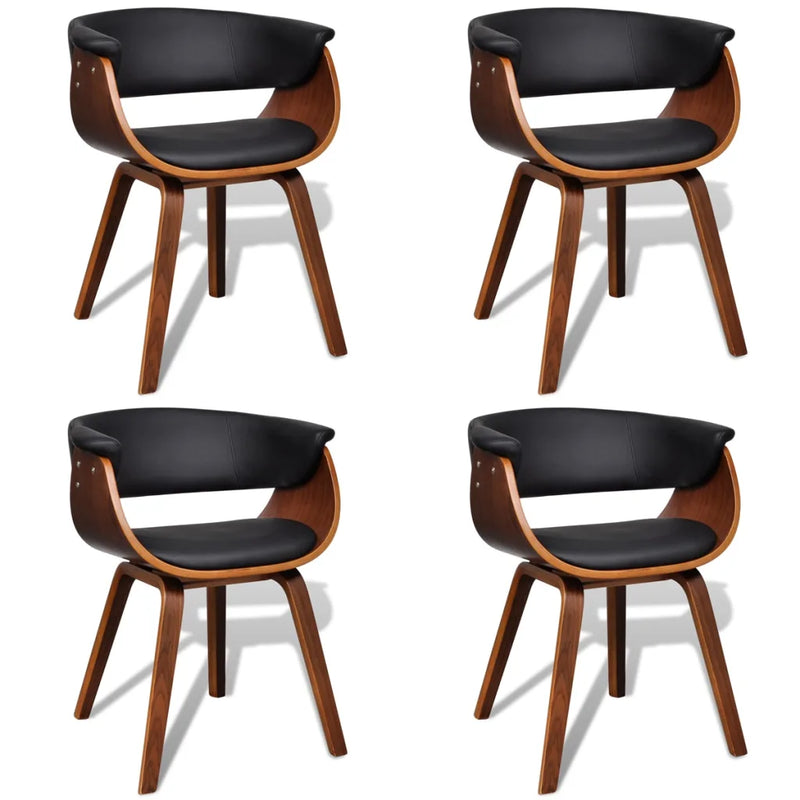 Dining Chairs 4 pcs Bent Wood and Faux Leather