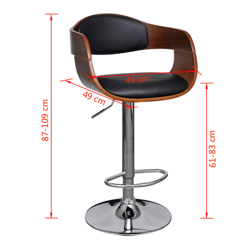 vidaXL Bar Stools 2 pcs Bent Wood and Faux Leather