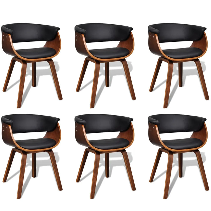 Dining Chairs 6 pcs Bent Wood and Faux Leather