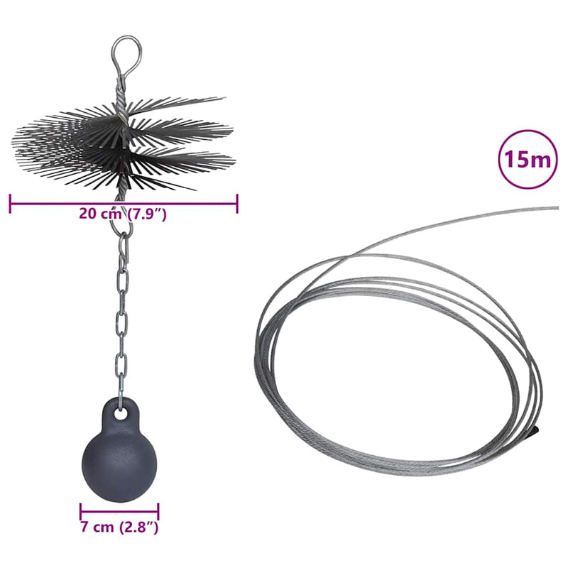 vidaXL Round Chimney Cleaning Brush Dia. 20 cm