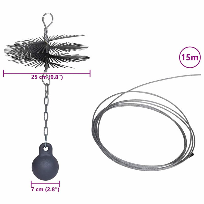 vidaXL Round Chimney Cleaning Brush Dia. 25 cm