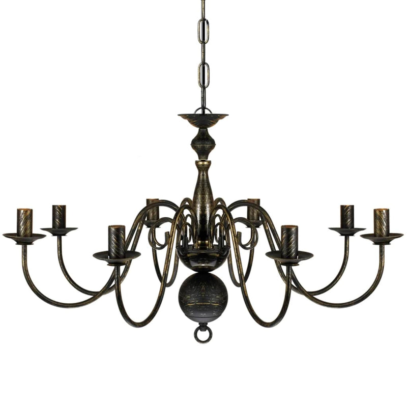 vidaXL Antique Black Metal Chandelier 8 x E14 Bulbs