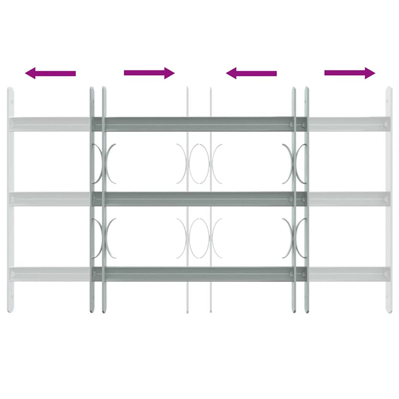 vidaXL Adjustable Security Grille for Windows with 3 Crossbars 500-650 mm