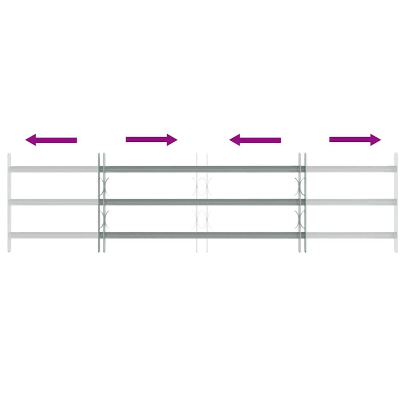 Adjustable Security Grille for Windows with 3 Crossbars 1000-1500 mm