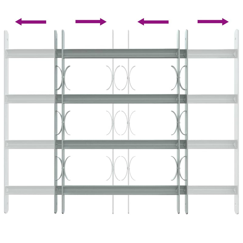 vidaXL Adjustable Security Grille for Windows with 4 Crossbars 500-650 mm
