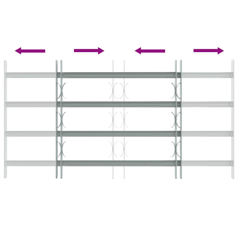 Adjustable Security Grille for Windows with 4 Crossbars 700-1050 mm