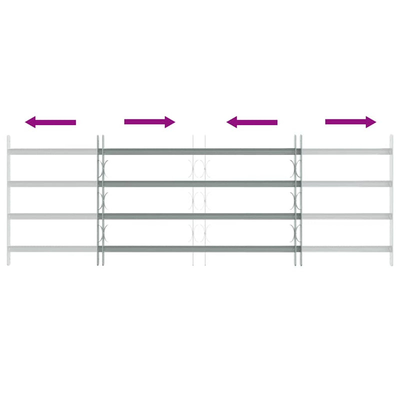 Adjustable Security Grille for Windows with 4 Crossbars 1000-1500 mm