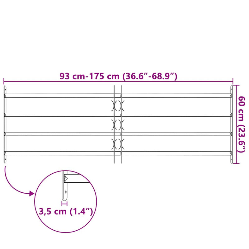 Adjustable Security Grille for Windows with 4 Crossbars 1000-1500 mm