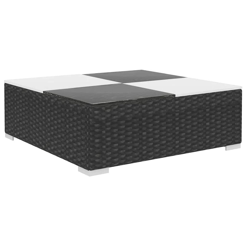 vidaXL 8 Piece Garden Lounge Set with Cushions Poly Rattan Black