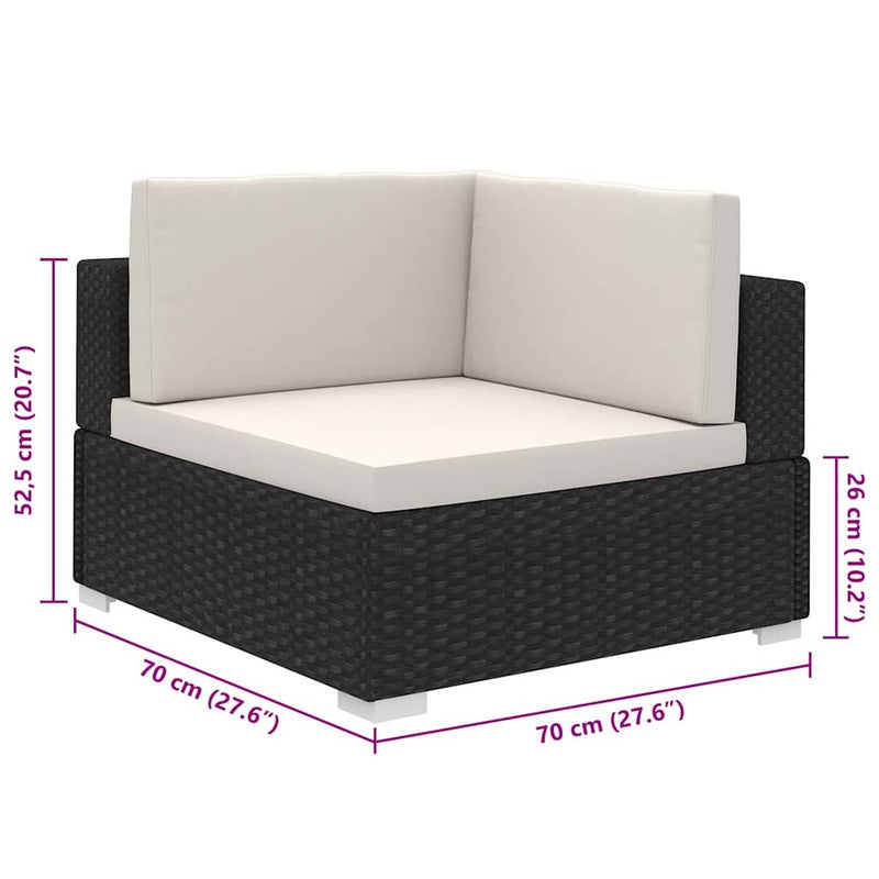 vidaXL 8 Piece Garden Lounge Set with Cushions Poly Rattan Black