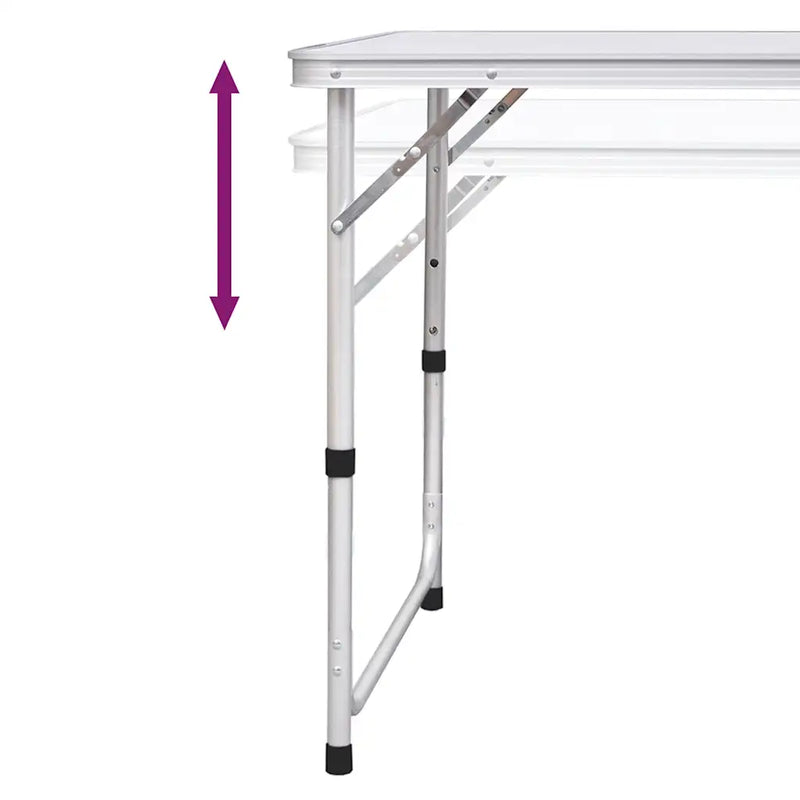Foldable Camping Table Set with 6 Stools Height Adjustable 180 x 60 cm