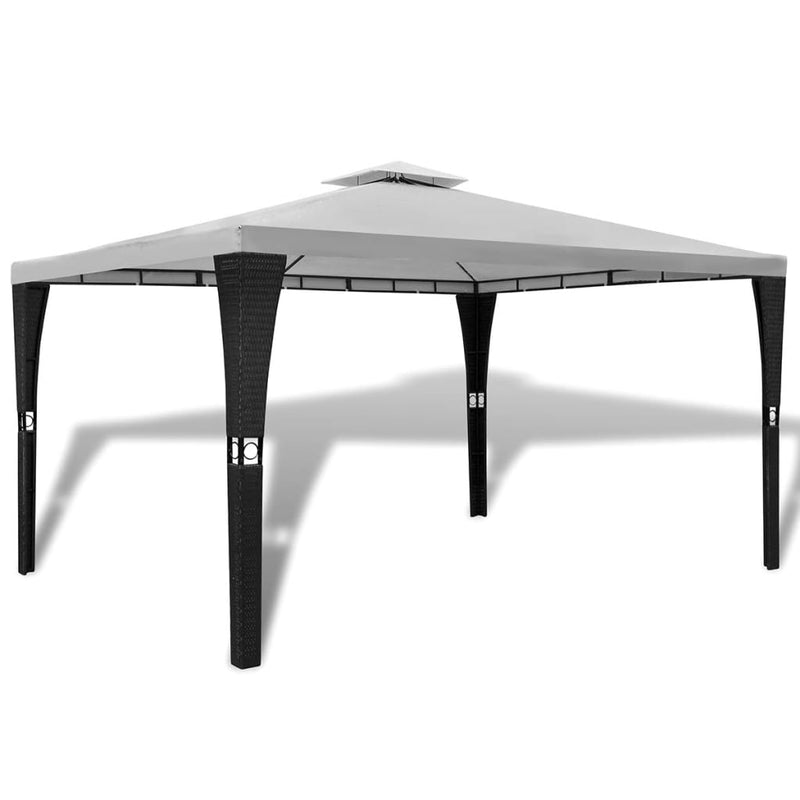 vidaXL Poly Rattan Gazebo with Cream White Roof 3 x 4 m
