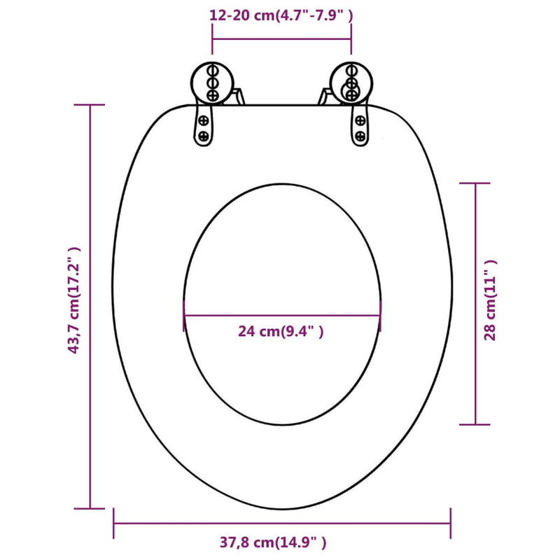 vidaXL Toilet Seats with Hard Close Lids MDF Old Wood