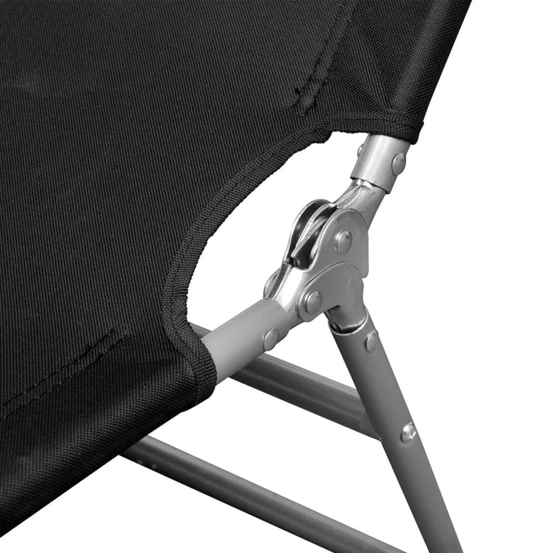 vidaXL Folding Sun Lounger with Head Cushion Powder-coated Steel Black