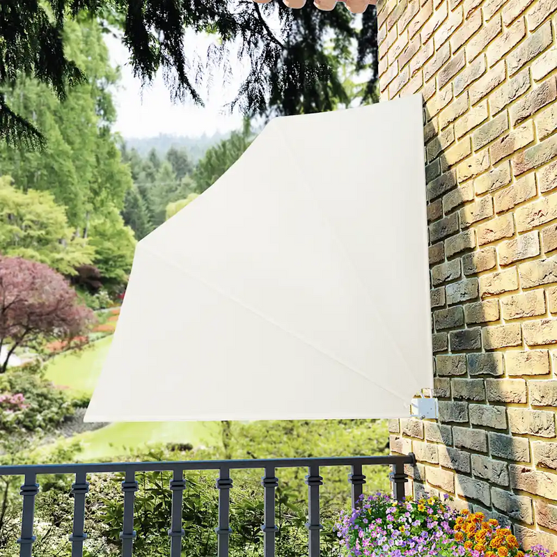 Collapsible Balcony Side Awning Cream 140x140 cm