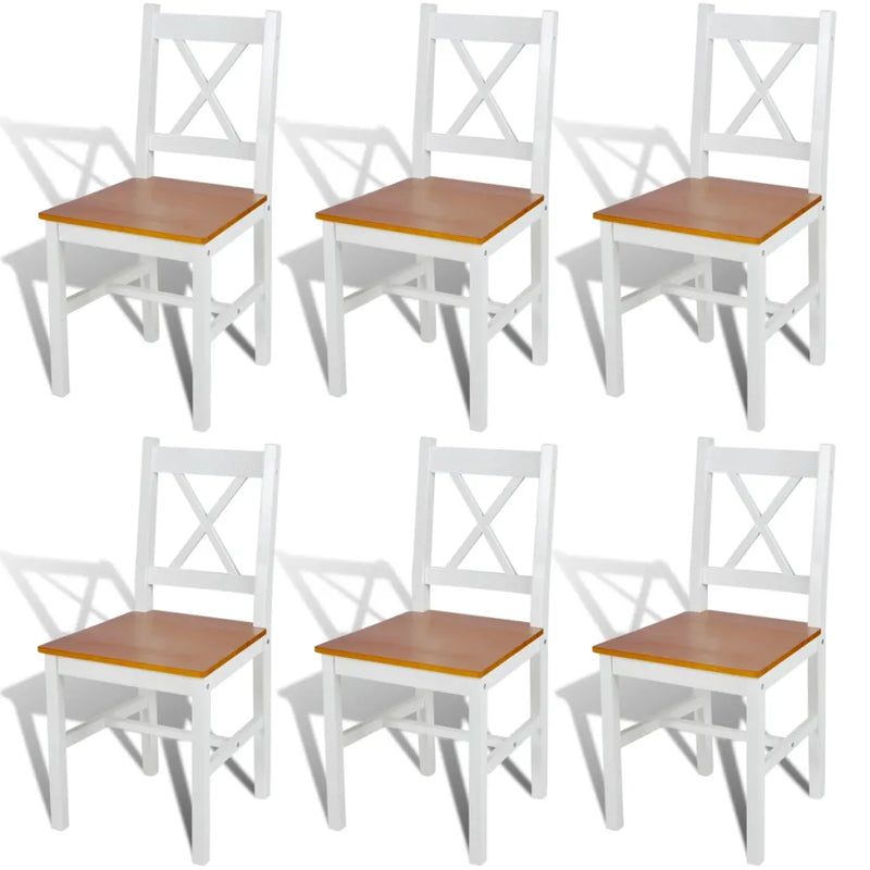 Dining Chairs 6 pcs White Pinewood