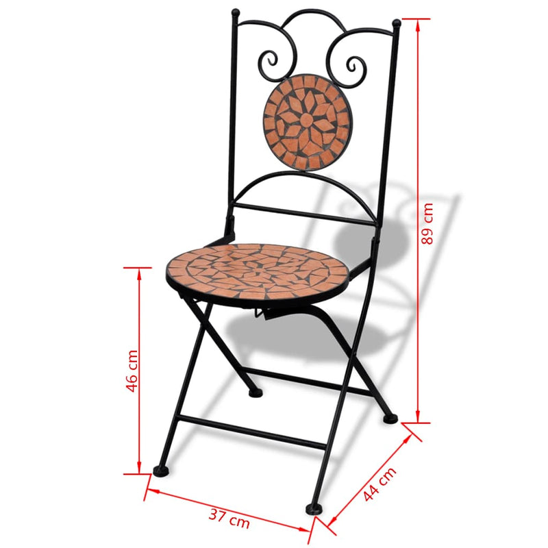 3 Piece Bistro Set Ceramic Tile Terracotta