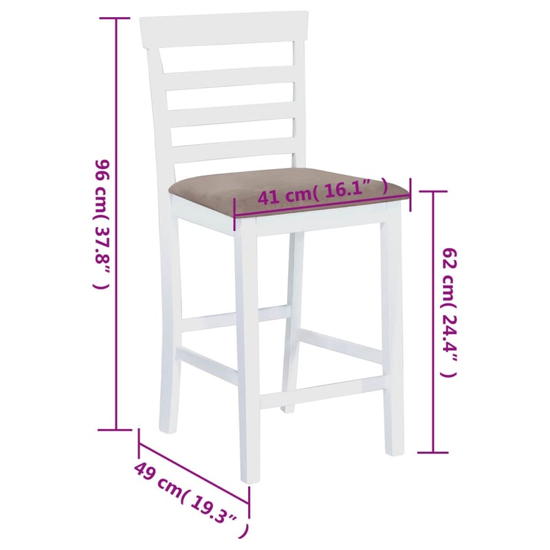vidaXL Bar Chairs 2 pcs White Fabric