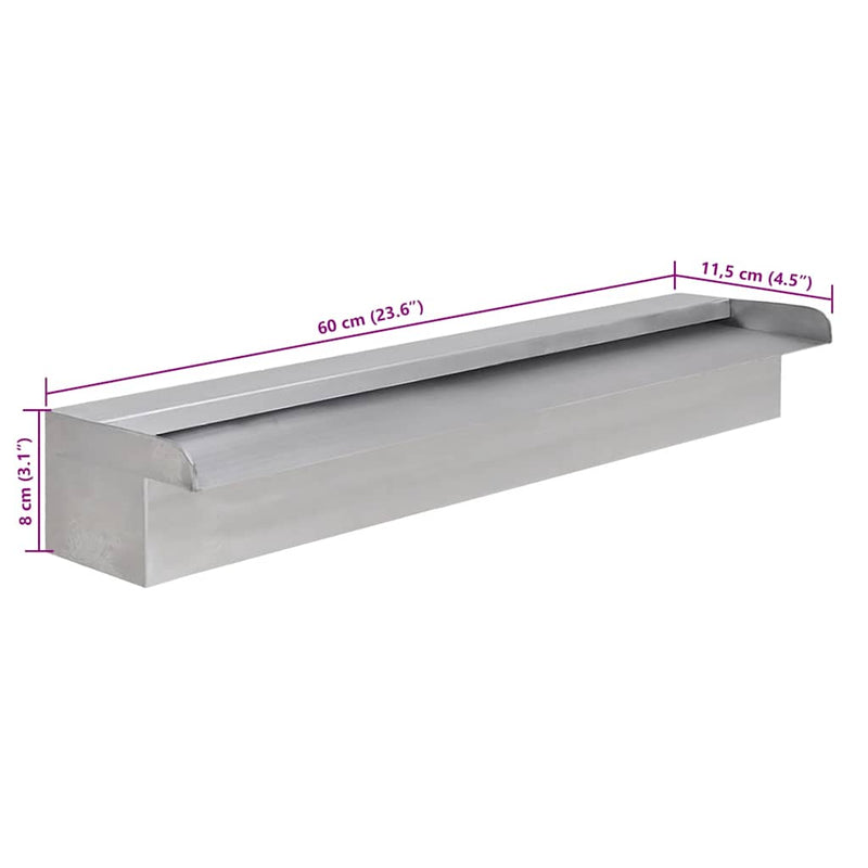 Rectangular Waterfall Pool Fountain Stainless Steel 60 cm