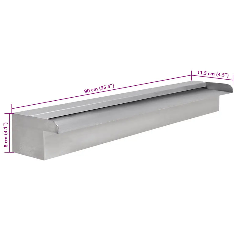 Rectangular Waterfall Pool Fountain Stainless Steel 90 cm