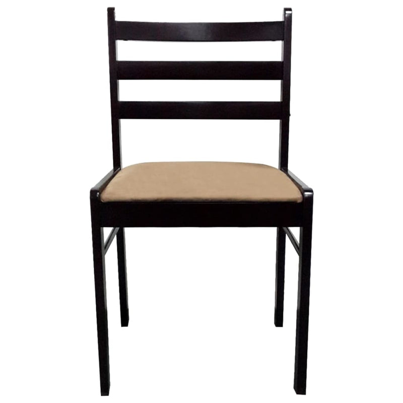 vidaXL Dining Chairs 4 pcs Brown Solid Rubber Wood and Velvet