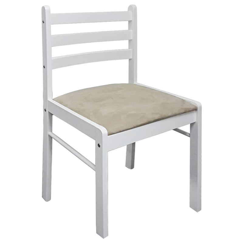 vidaXL Dining Chairs 2 pcs White Solid Rubber Wood and Velvet