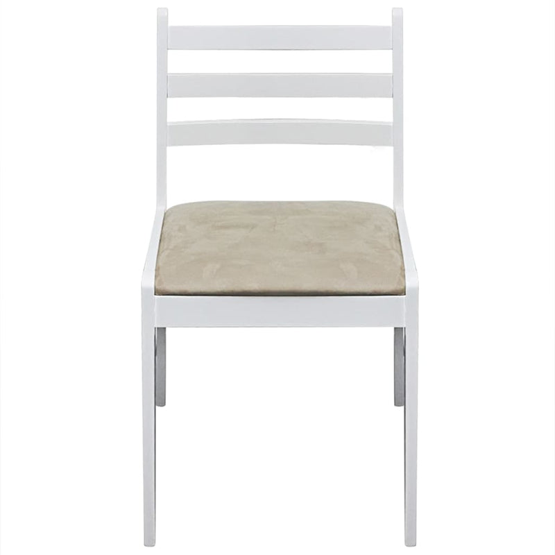 vidaXL Dining Chairs 4 pcs White Solid Rubber Wood and Velvet